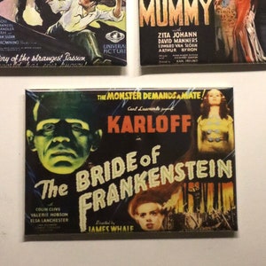 Retro Monster Movie Poster Magnets Set of Three