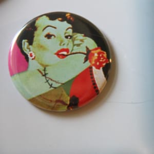 Set of 5 Zombie Pinup Girls  2.25&quot; Halloween or party favors. Magnets, Pocket Mirrors or Pin-Back Buttons