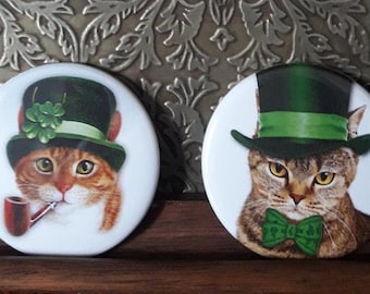 Set of 10 St Patrick's Day Pin Back Buttons Party favors!