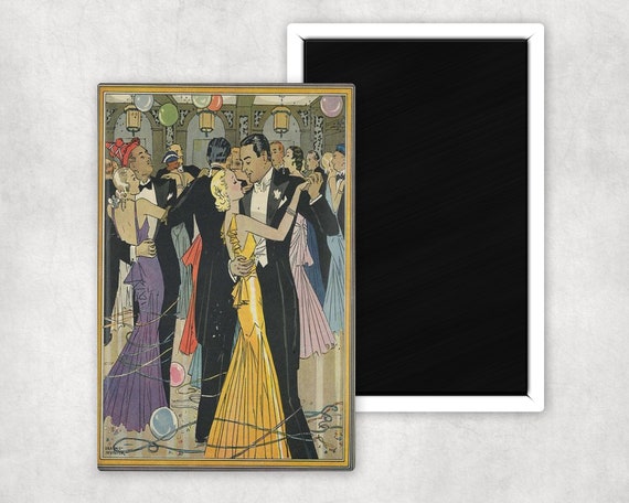 Sophisticated New Years Eve Vintage Image Refrigerator Magnet