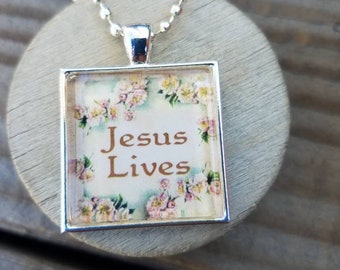 Jesus Lives Easter Pendant Necklace