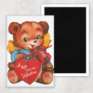 Cute Musical Bear Vintage Valentine Magnet