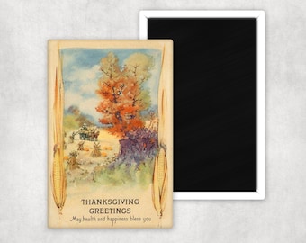 Vintage Greeting Thanksgiving Magnet