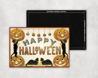 Happy Halloween Greeting Magnet Fun Retro Vintage Look