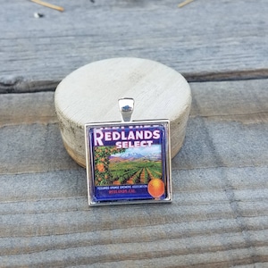 Redlands Select Orange Crate Label Pendant Necklace