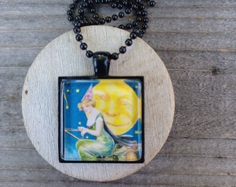Beautiful and Spooky Halloween Necklace Pendant Vintage Image