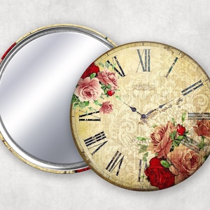 Lovely Floral Timeless French Makeup bag or purse Mirror