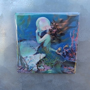 Gorgeous Mermaid and Pearl Square Magnet