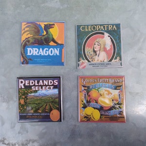 Set of 4 Orange Crate Label Redlands Ca