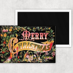 Merry Christmas Greeting on Refrigerator Magnet