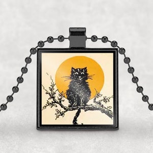 Neat-O Halloween Black Cat Vintage Look Pendant Necklace