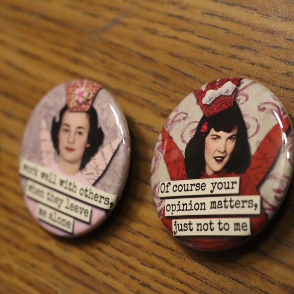 Snarky Gals Pin Set Humorous buttons to wear