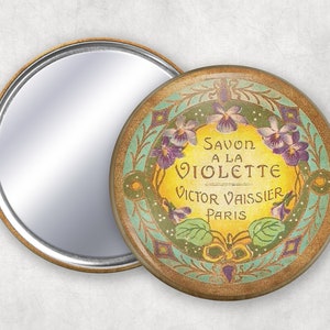 Romantic French Makeup Powder Label on Mirror