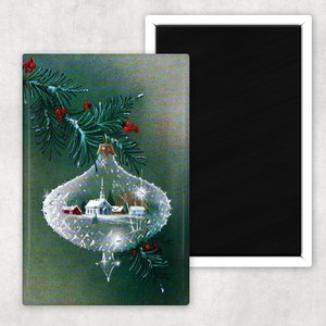 Vintage Christmas Card 2 x 3 Refrigerator Magnet Dreamy Ornament