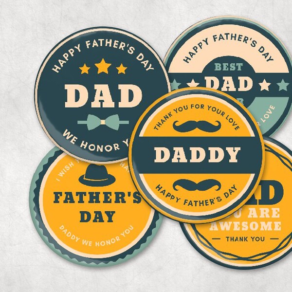 Fathers Day Five Pack pin back buttons