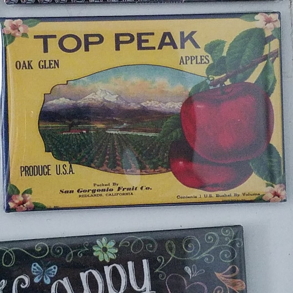 Top Peak Oak Glen Apple crate Label Refrigerator Magnet