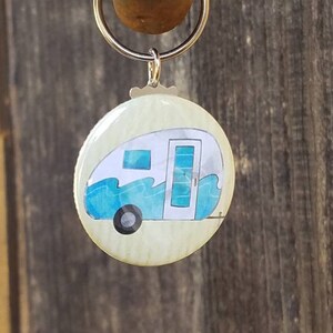 Groovy Little Vintage Trailer Keychain and matching button