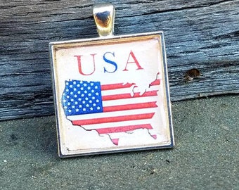 USA American Flag Pendant