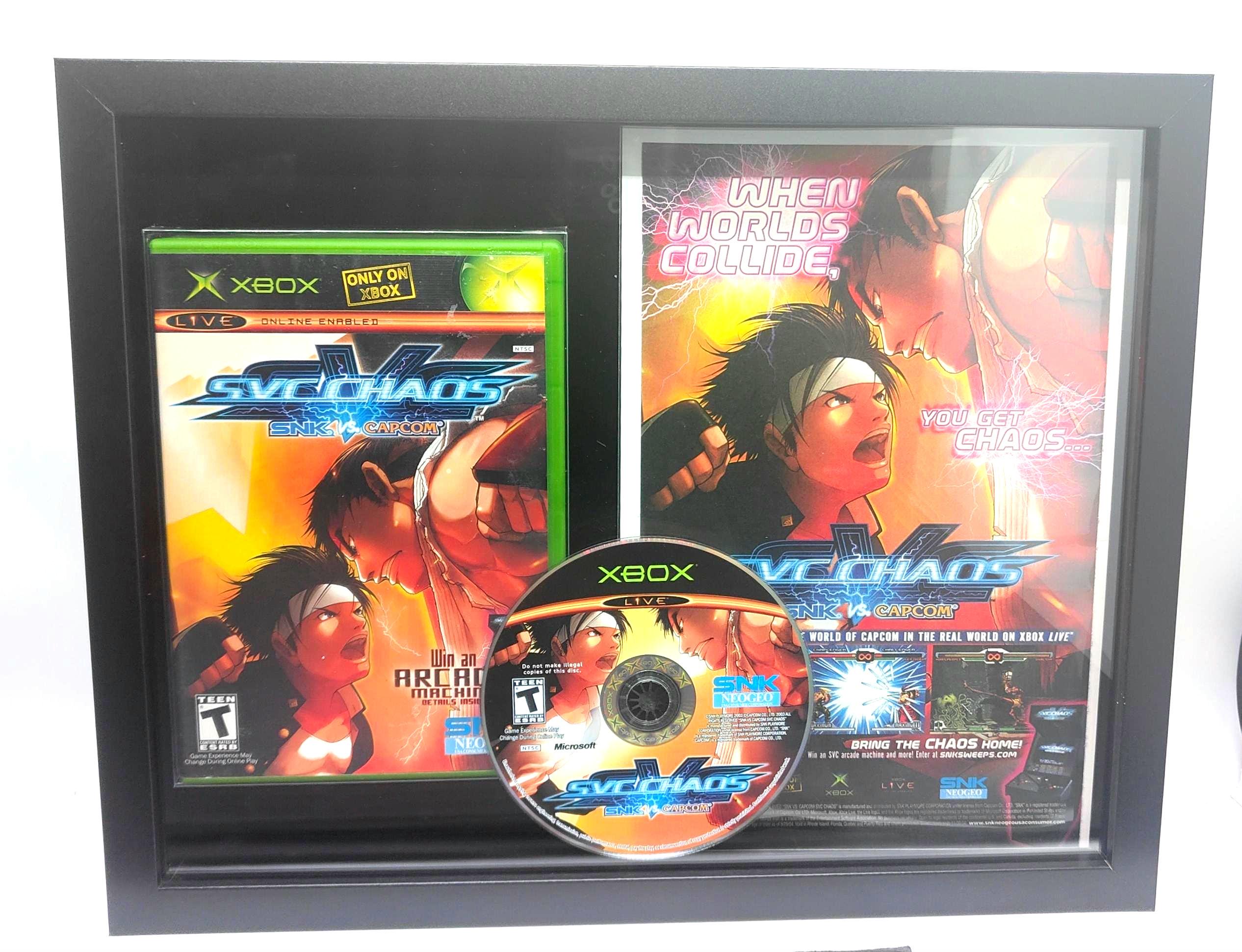 SNK Vs Capcom SVC Xbox Game With Vintage Print Ad - Case and SNK Vs Capcom SVC Xbox Game With Vintage Print Ad - Case and