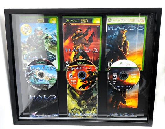 Halo 1 2 3 collection Xbox Xbox360 framed retro alien shooter videogame wall art arcade game room gamer gift home decor
