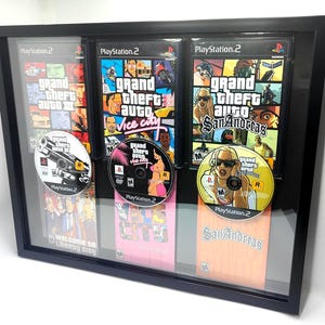 Grand Theft Auto GTA3 Vice City San Andreas PS2 series Playstation framed retro videogame wall art arcade game room gamer gift home decor