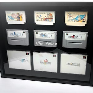 Final Fantasy 1-9 complete Japan release framed retro JRPG NES SNES PS1 videogame wall art arcade mancave game room nerdy gamer gift for him