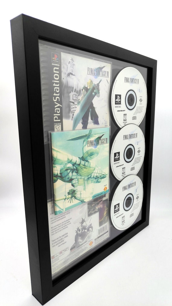 Final Fantasy 7 FF7 PS1 Framed Video Game Shadowbox W/ Case Inlays