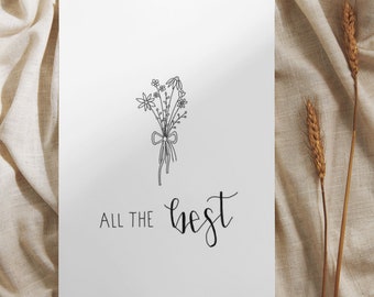 Digital card, greeting card, congratulations, minimalist, bouquet, flowers
