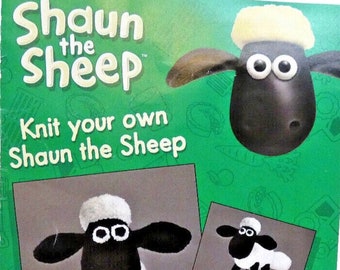PDF Instant Download Shaun the Sheep Knitting Vintage Pattern 2007 British Knitted Toy Plush Stuffed Animal Uses Patons yarn