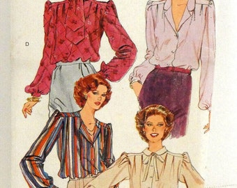 Vintage Vogue Pattern Womens Blouse and Tie Tops 4 Styles Size 12 UK/8 USA Uncut New DIY Sewing from Engand in Metrics