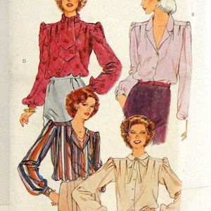 Vintage Vogue Pattern Womens Blouse and Tie Tops 4 Styles Size 12 UK/8 USA Uncut New DIY Sewing from Engand in Metrics image 1