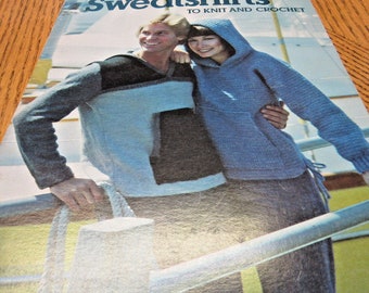 Vintage Patterns Booklet, Sweatshirts, Leather Hoodies, Knit Crochet Leaflet 1977 Tennis Coverup Hip Hippie 70's Sweaters Tops Anime Cosplay