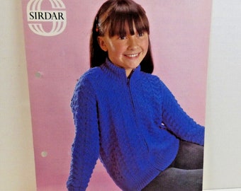 Sweater Pattern Boy or Girl DIY Knitting Zipper Closure Childs size 24 - 34" Sirdar Talisman DK Yarn Make Your Own