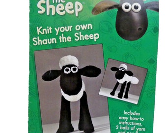 Shaun the Sheep Pattern Knitting Toy Stuffed Doll Plush DIY Patons 2007 Vintage UK British Wording Directions DIY Make It for Child