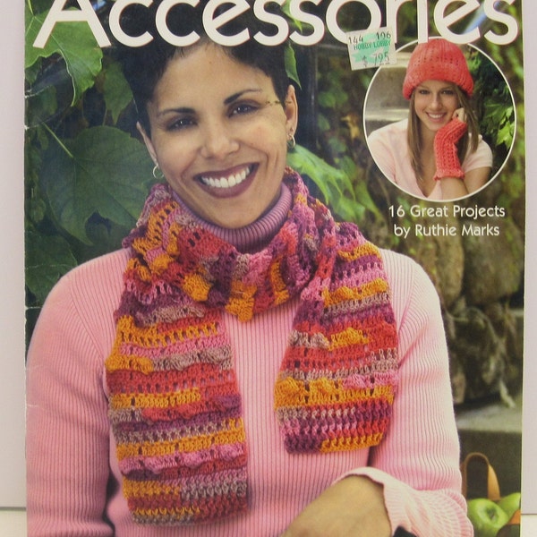 Crochet Accessories Pattern Book, Ruthie Marks, DIY Scarves Hats Wrist Leg Warmers, Lace, Flower, Loops, Stripes, School, Birthday/Christmas