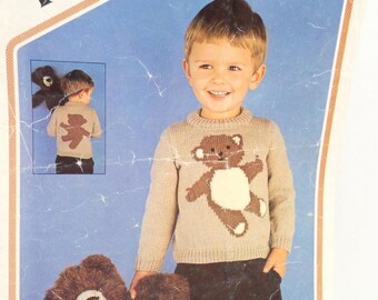 Vintage Peter Pan, Child's Knit Pattern, Sweater, Bear