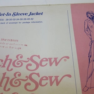 Womans Set In Sleeve Jacket Vintage Stretch & Sew Pattern 1050 Clothing Retro Knit Fabric 70s Ann Person Bust 28/30/32/34/36/38/40/42 Uncut