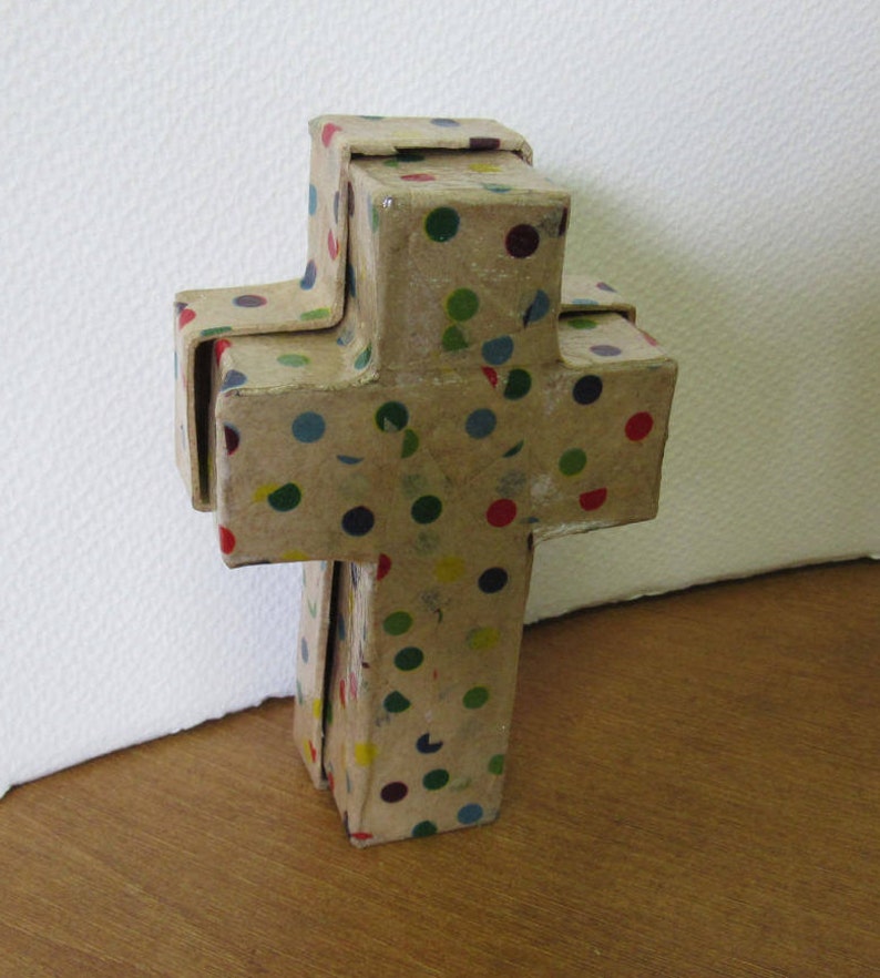 Papiermâché Cross Box Decoration Gift Paper Craft Modge Etsy