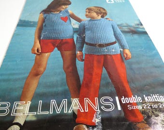 Vintage Pattern Youth 1971 Sweater & Pants Double Knitting Childs Sizes 22"-26" or 4 to 6 DIY Short or Long