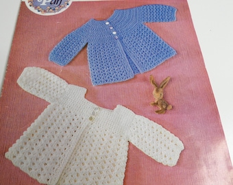 Vintage Pattern Baby Sweaters UK Peter Pan D.K. 16"=18" Chest DIY Handmade Hand Knit Crochet Design DIY Make a Gift Shower Birthday Winter