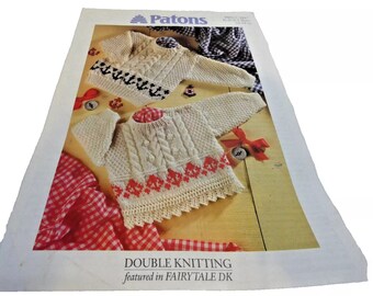 Patons Child Sweater Pattern Booklet DK Double Knit DIY Boy Girl Vintage Gift to Make from 1992 UK Birthday Christmas Gift