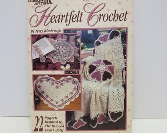 Vintage Heart Motif Crochet, 1996, Instructions, DIY, Pillow, Edging, Doily, Rug, Throw, Afghan, Ornament,Applique, Basket, Dishcloth, Gifts