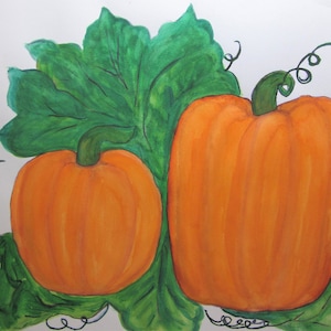 Kürbis-Patch, Originalgemälde, ungerahmt Aquarell, Kunstwerk, 16,5 &quot;x 13,5&quot; signiert, schweres Papier, Halloween, Herbst Thanksgiving