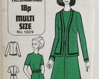 Vintage Pattern Womens Dress and Jacket Multi Size Pin Point from UK New and Uncut