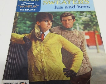 Vintage Pattern Book Knitting and Crochet, Dresses Sweaters Mens Womens Cardigan Raglan Pullover, Shell Stitch, You to Make DIY 60s 70s