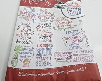 Cross Stitch Iron On Embroidery Transfer Pattern #28 Words of Wisdom Funny Sayings Laugh NWOT