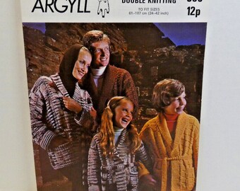 Sweater Pattern Boy or Girl DIY Double Double Knitting Tie Closure Childs size 24 - 42"  Make Your Own