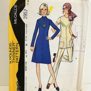 Womans Basic Dress or Blouse Vintage Stretch & Sew Pattern 1505 Clothing Retro Knit Fabric 70s Ann Person Bust 30/32/34/36/38/40/42/44 Uncut