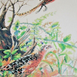 Counted Cross Stitch KIT Zweigart 11x13.75 inches Picture Pheasants Birds Woods Hunt Artiste Pattern Needlepoint Embroidery Fabric Painting