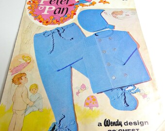 Pattern Toddler 3 Pc Set Sweater Legging Cap Vintage UK Dbl Knitting 18 mos DIY Make a gift Childs Birthday Easter Baby Shower Gift